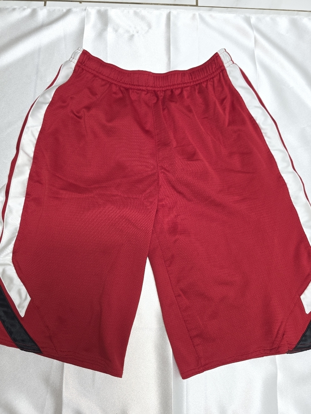 Nike Red Athletic Mesh Shorts with White Side Panels